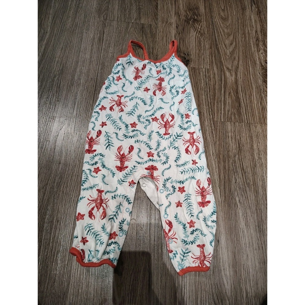 Burt's Bees Baby Girl 12 Mos Twisted Racerback Bubble Romper Baby Lobster Maze